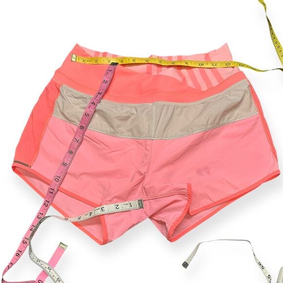 LULULEMON Women’s Bleached Coral Dune Pop Orange Reflective Run: Pace Short Size - Picture 5 of 6